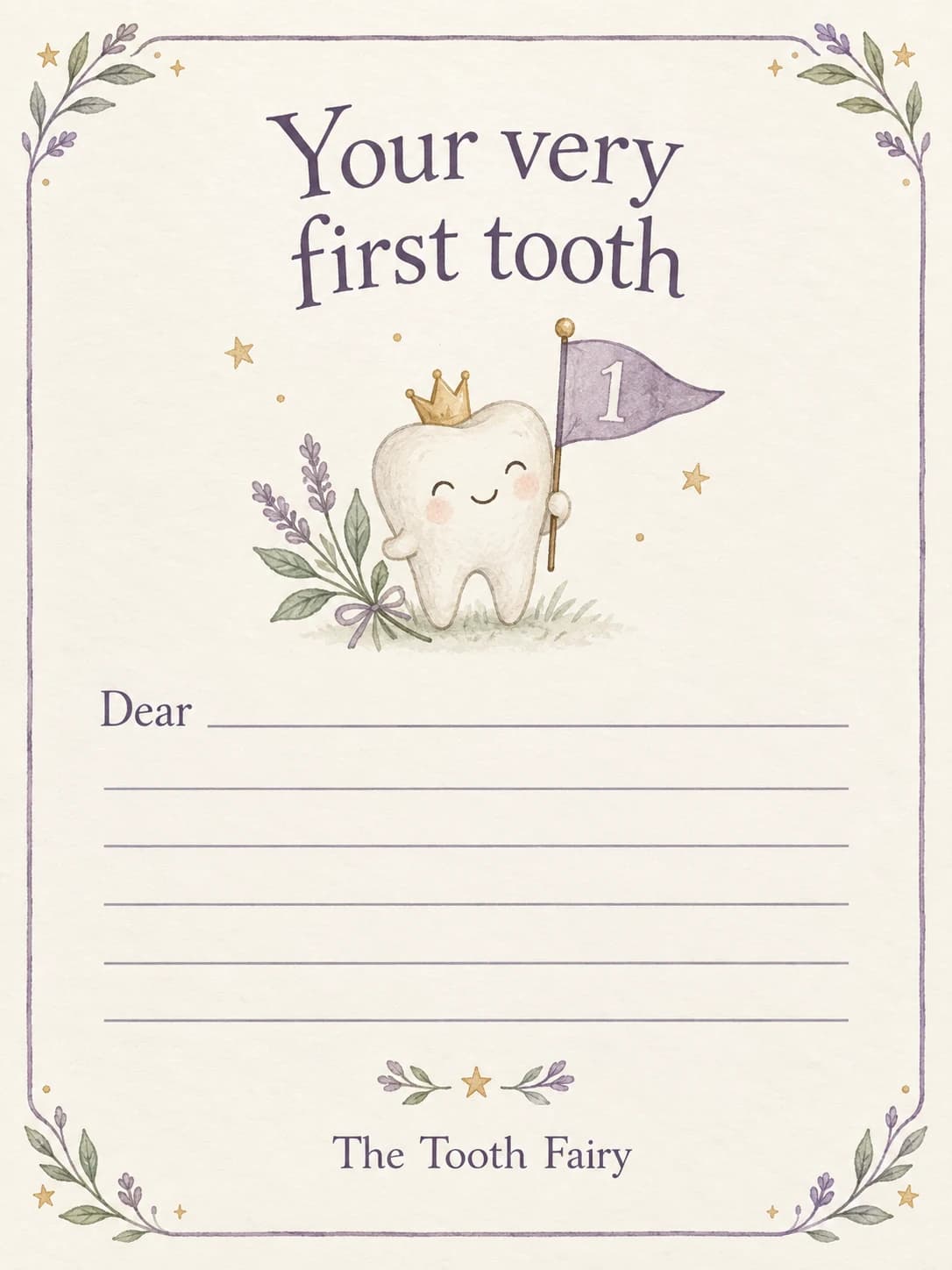 First Tooth Fairy Letter illustrated design preview