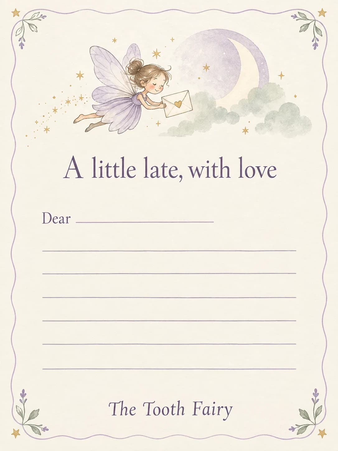 Forgotten Tooth Fairy Letter illustrated design preview