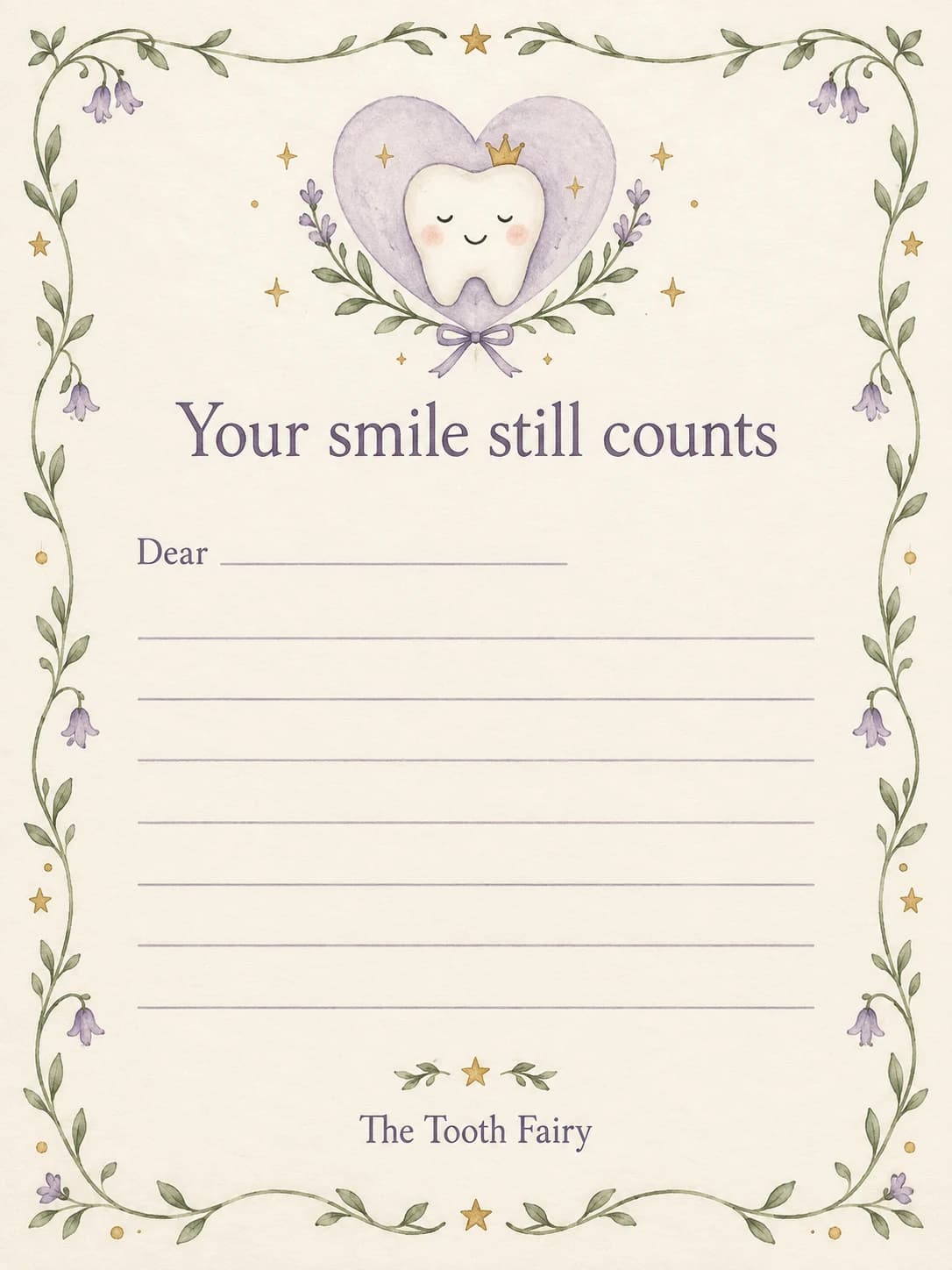 Lost Tooth Fairy Letter illustrated design preview