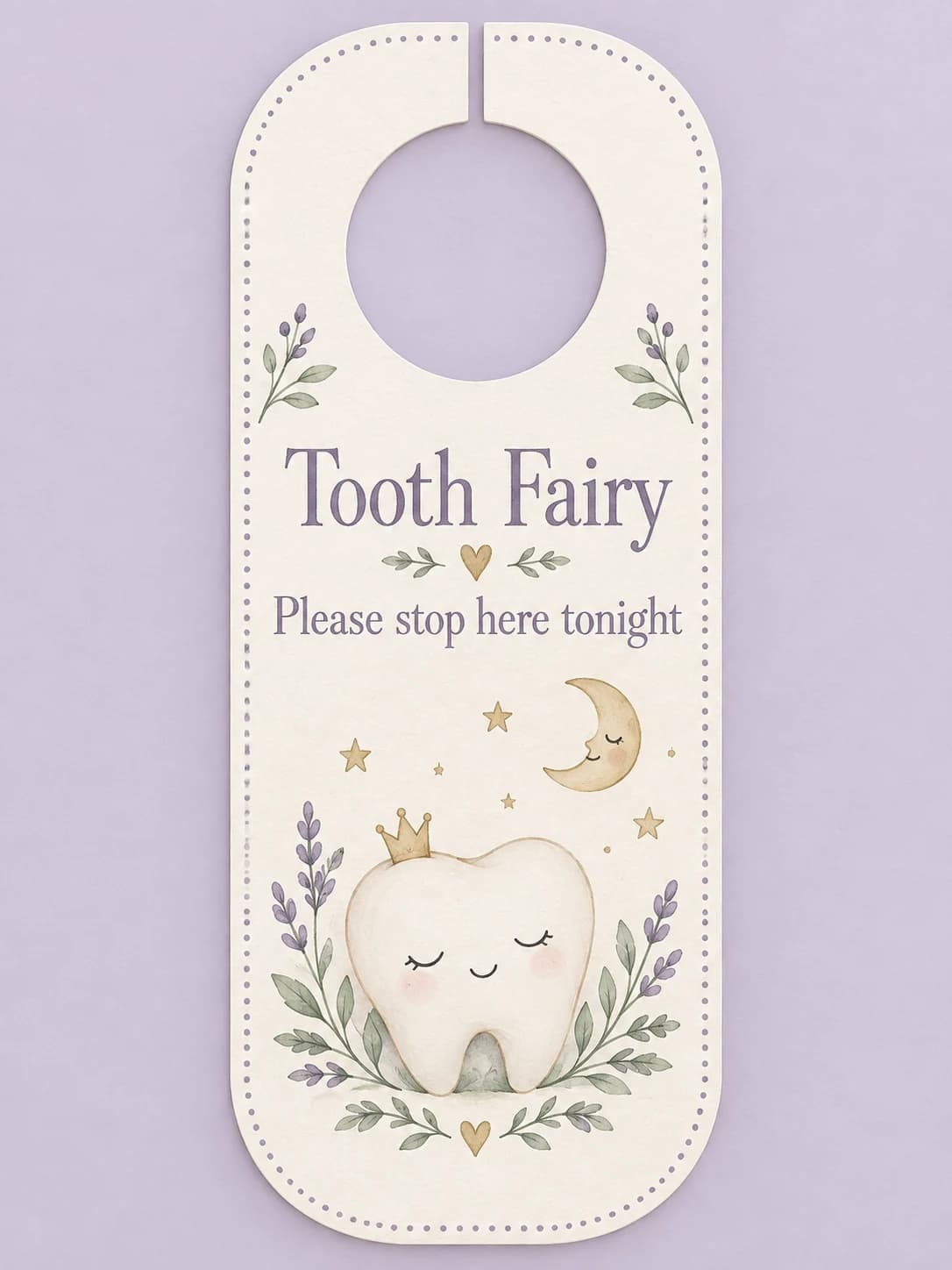 Tooth Fairy Door Hanger Printable illustrated design preview
