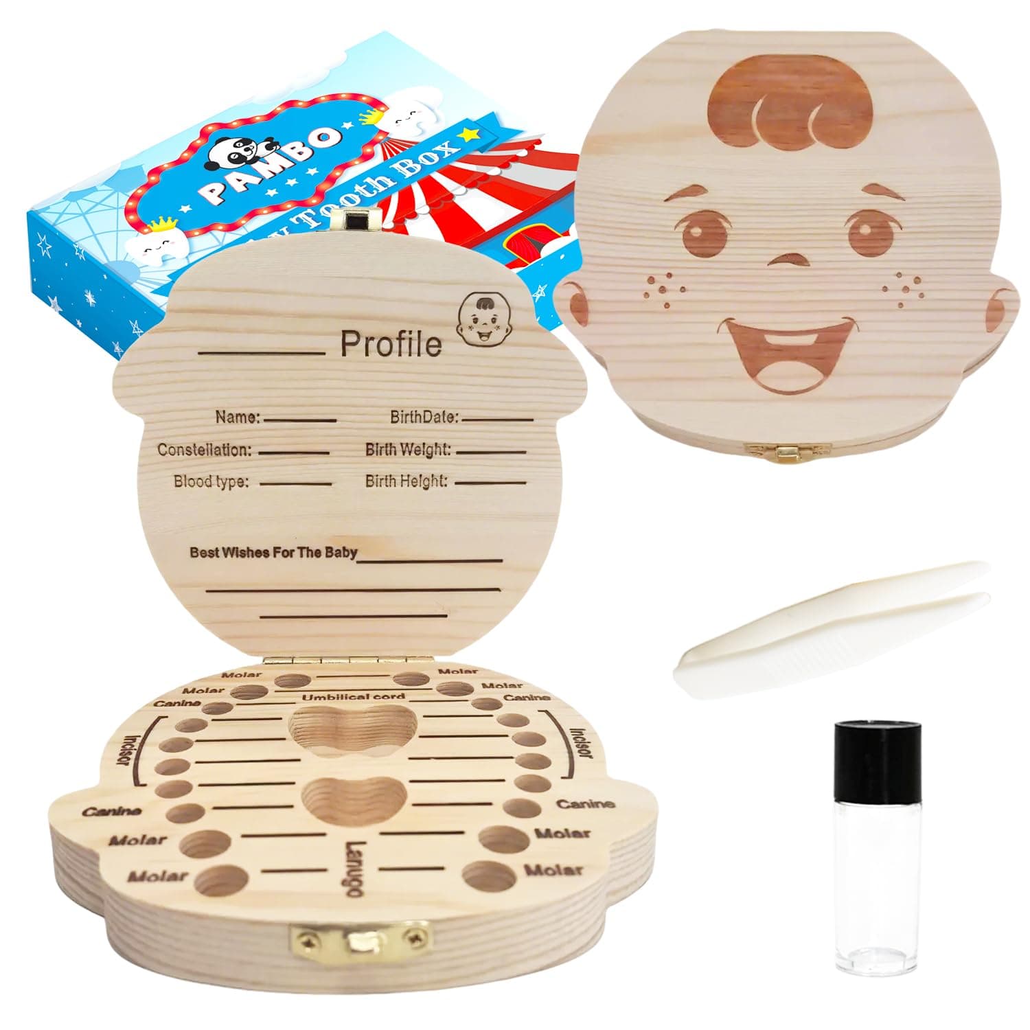 PAMBO Baby Tooth Fairy Box Keepsake For Lost Tooth Boys| Tooth Holder for Kids | Baby Shower & Birthday Gifts