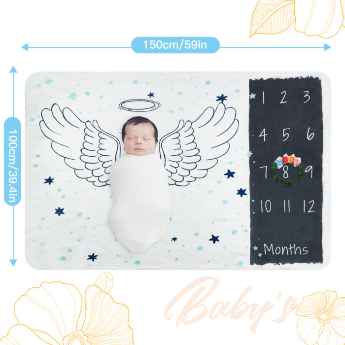 Baby Monthly Milestone Blanket -Angel