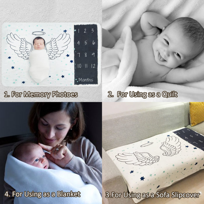 Baby Monthly Milestone Blanket -Angel