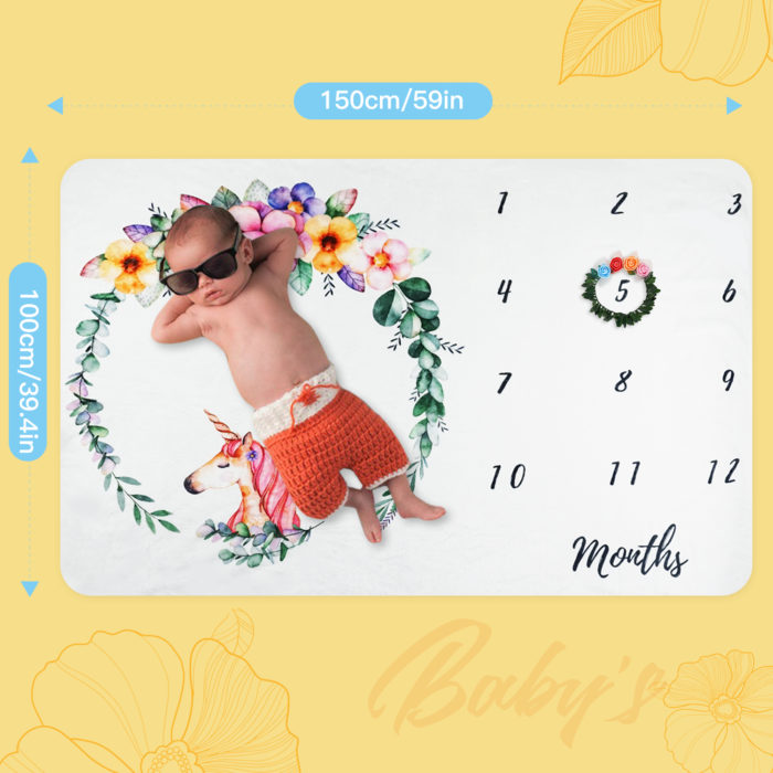 Baby Monthly Milestone Blanket Unicorn